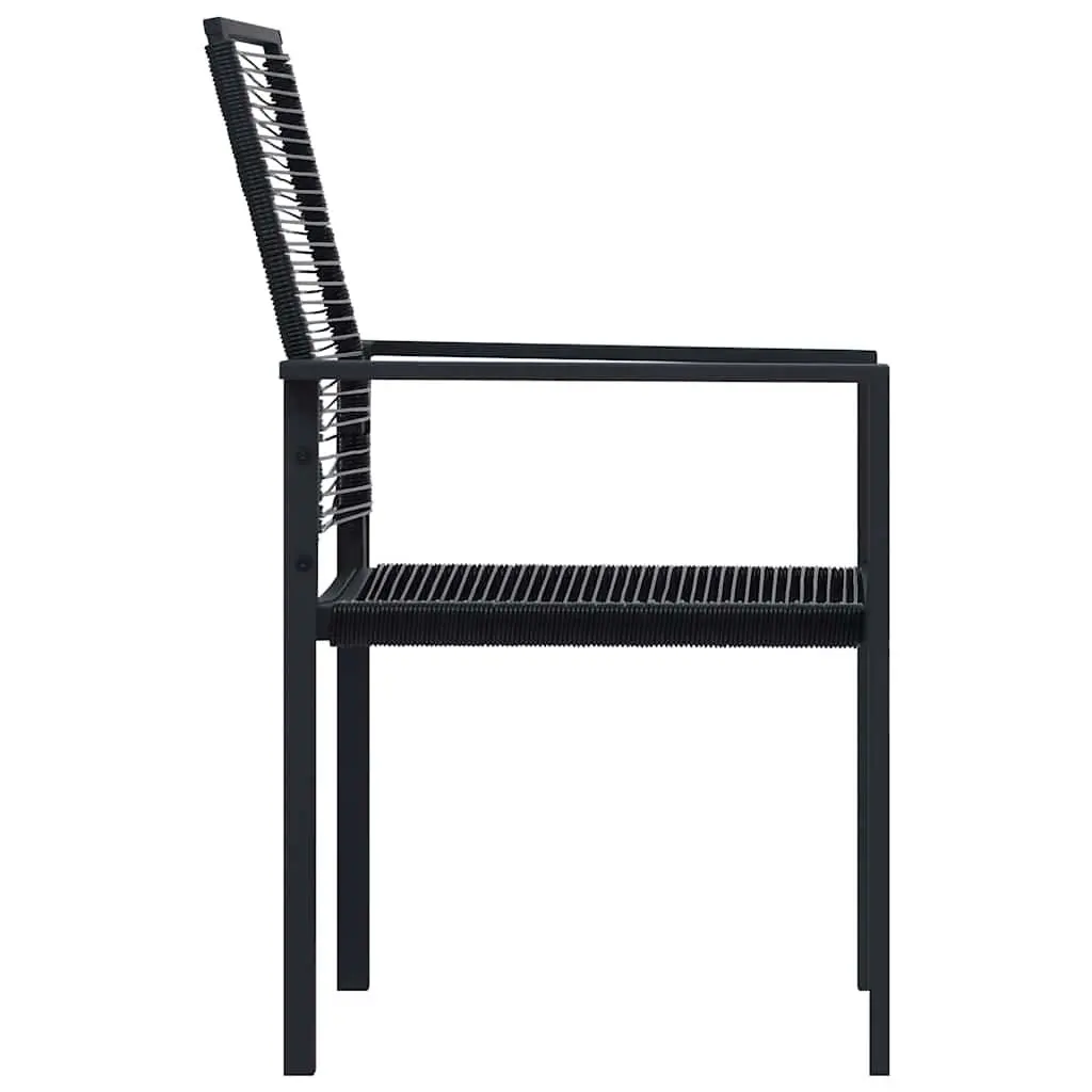 Outdoor Garden Chairs Black Rattan 2 pcs Set Patio Seating Backrest Stable