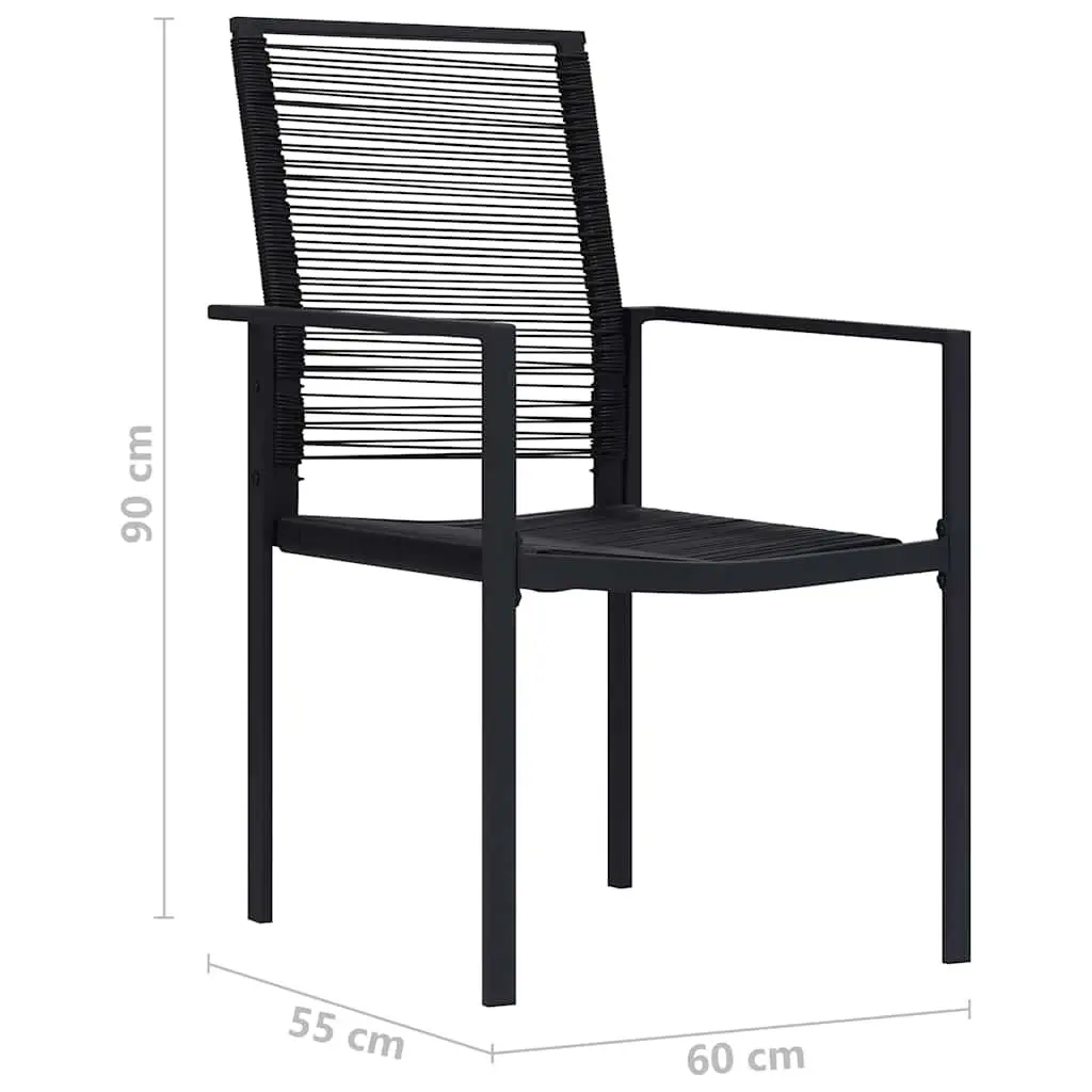 Outdoor Garden Chairs Black Rattan 2 pcs Set Patio Seating Backrest Stable