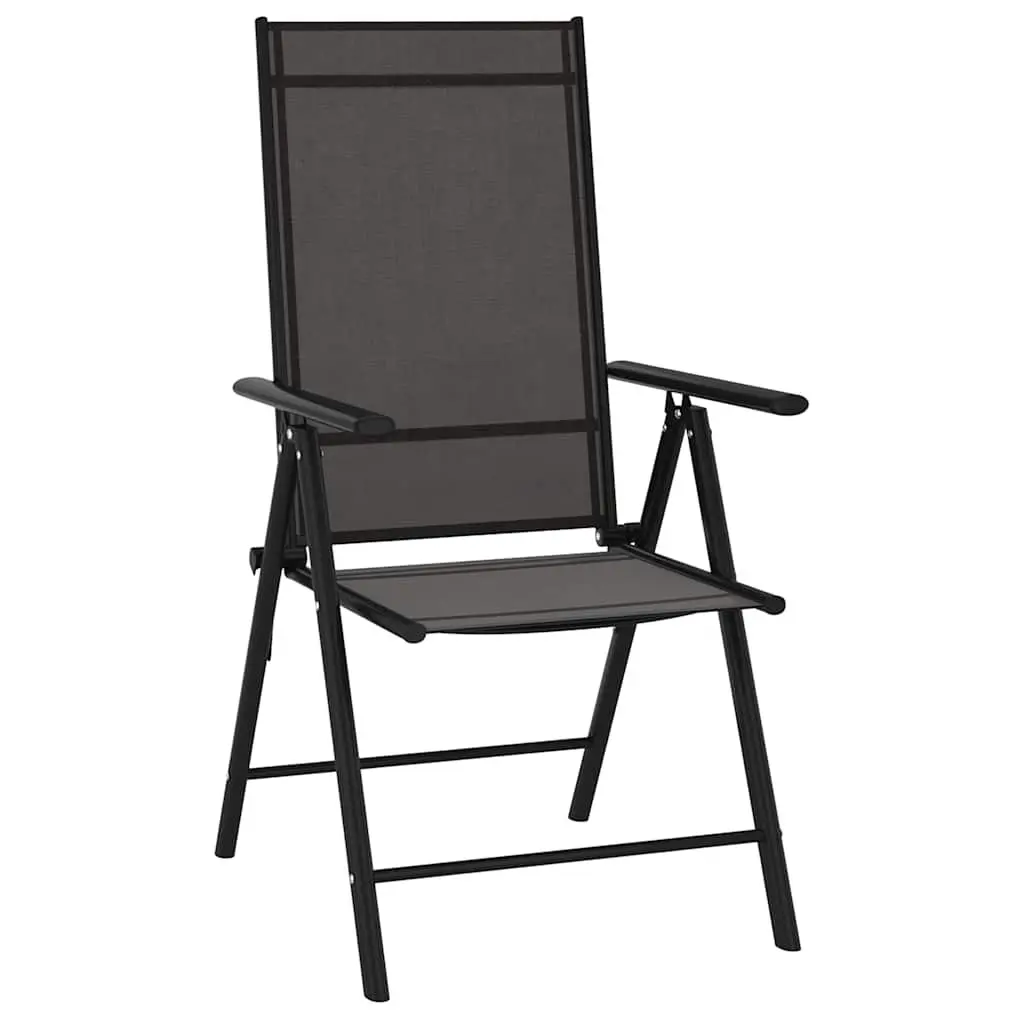 Folding Garden Chairs 6 pcs Black Outdoor Seating Reclinable Textilene Backrest