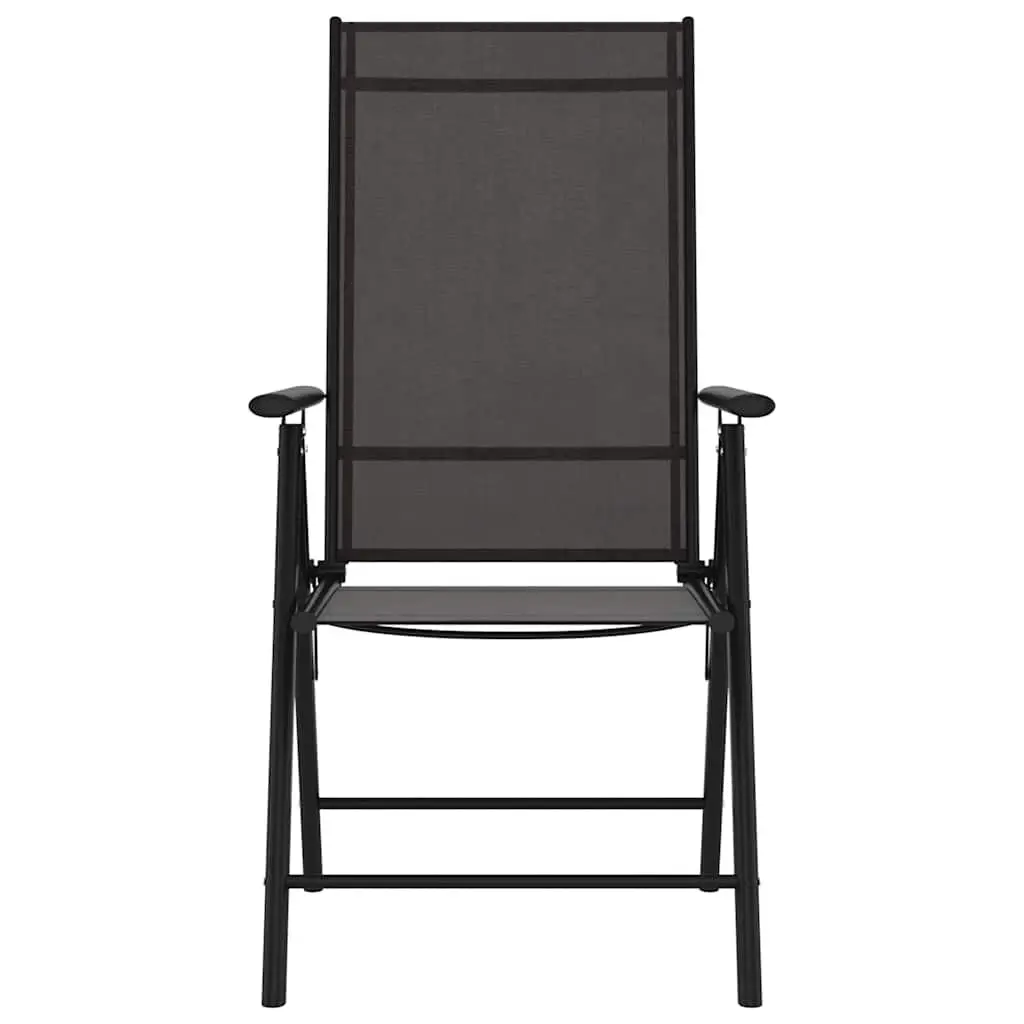 Folding Garden Chairs 6 pcs Black Outdoor Seating Reclinable Textilene Backrest