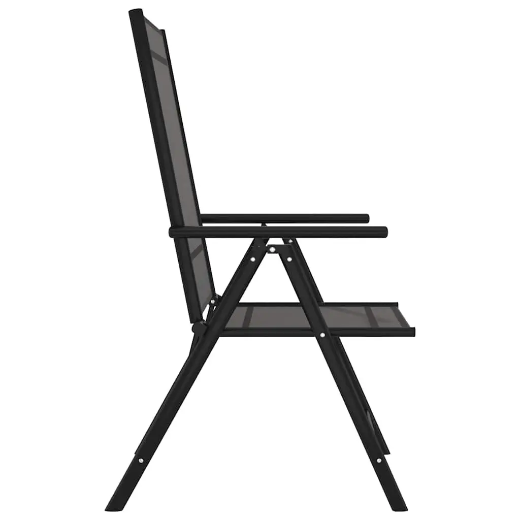 Folding Garden Chairs 6 pcs Black Outdoor Seating Reclinable Textilene Backrest