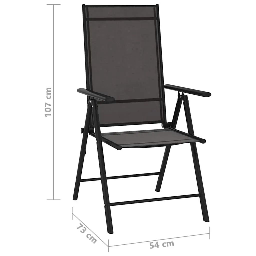 Folding Garden Chairs 6 pcs Black Outdoor Seating Reclinable Textilene Backrest