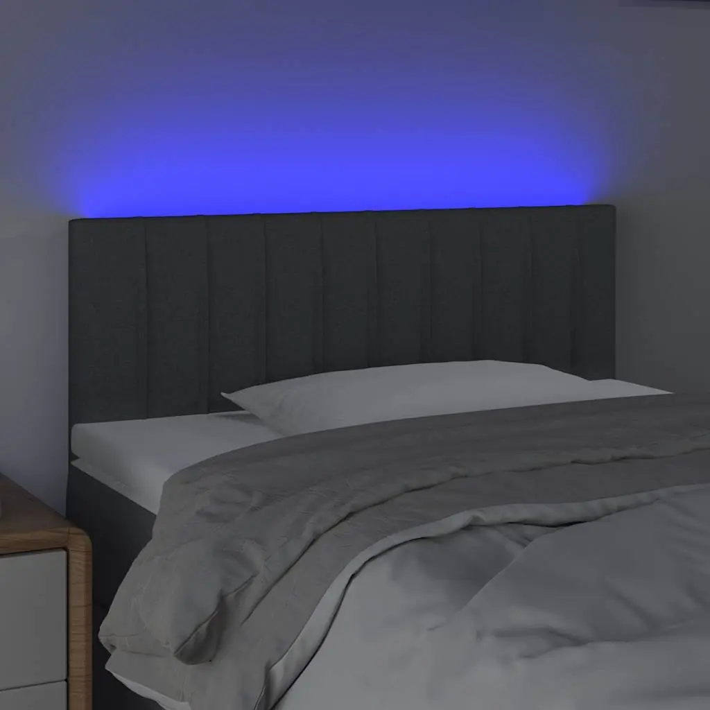 LED Headboard Grey Fabric Adjustable Height 100x5x78/88 cm Modern Bedroom Wall