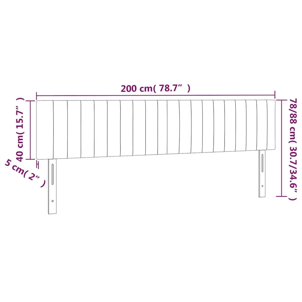 LED Headboard 200 cm Grey Fabric Bedroom Wall Mount Modern Design Adjustable