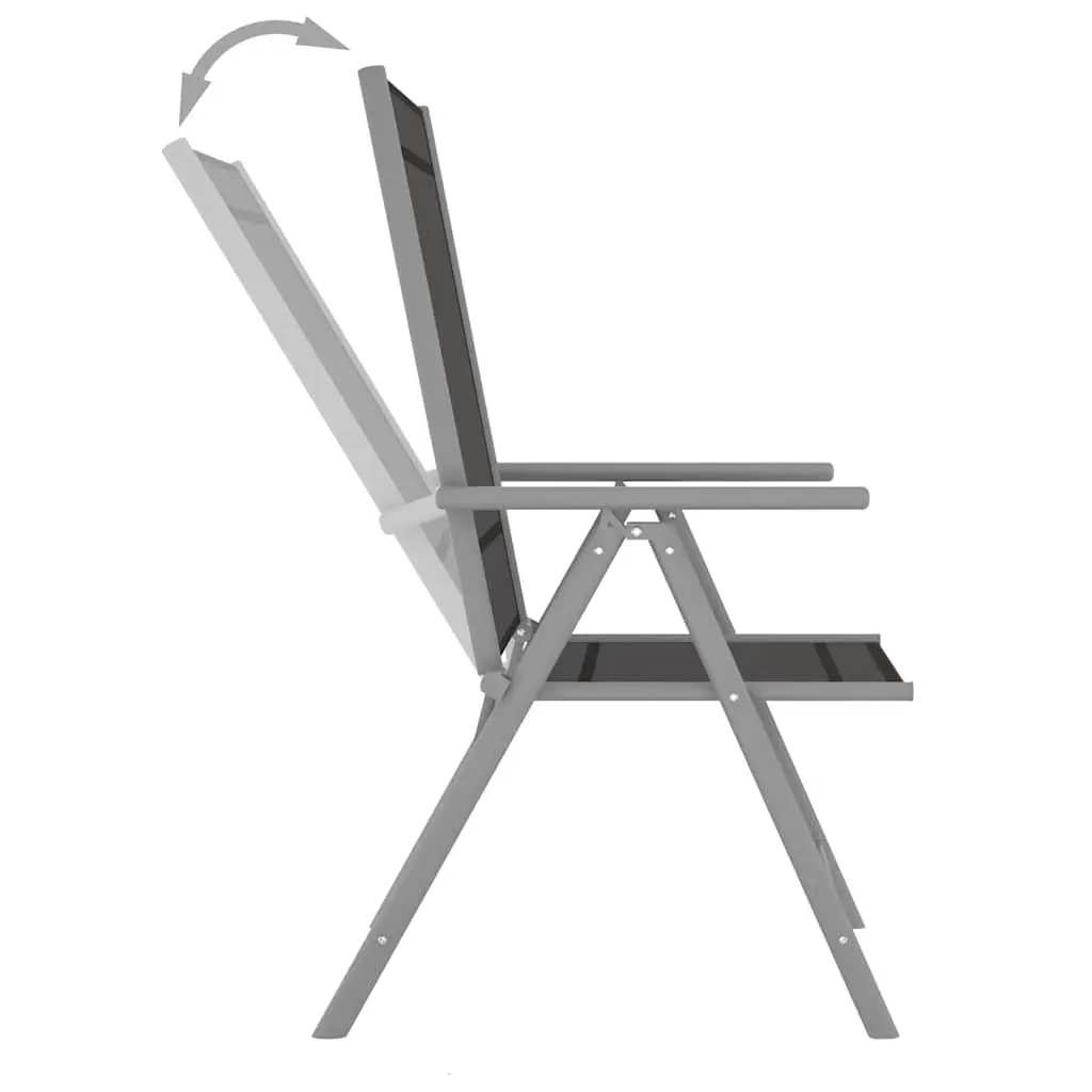 Folding Garden Chairs Black Textilene Reclining Backrest 4 Piece