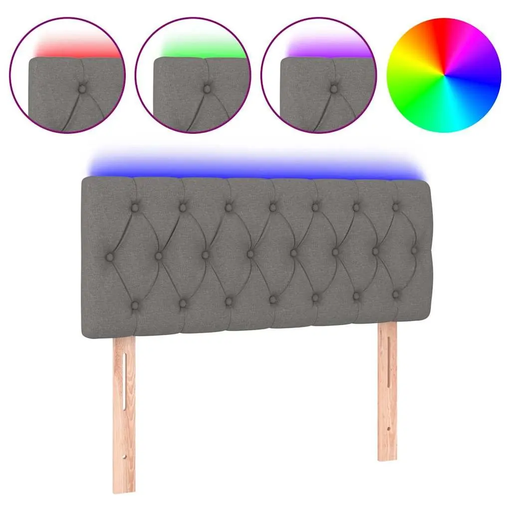 Bedroom Fabric Headboard Adjustable Height 100cm Dark Grey with LED Lights