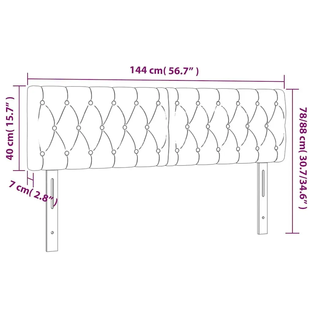 LED Headboard Black Adjustable Height 144x7x78/88 cm Fabric Modern Touch