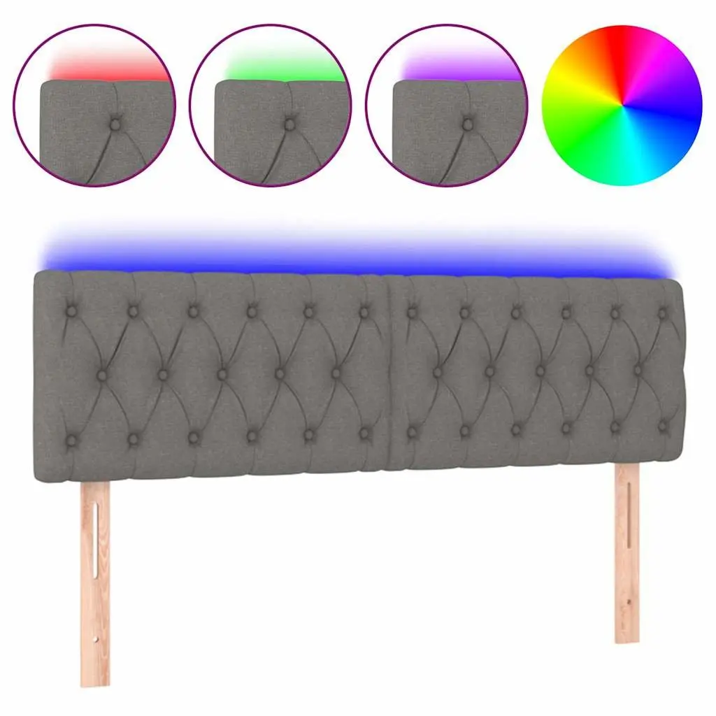 LED Headboard Adjustable Height 160 cm Grey Fabric Modern Back Support