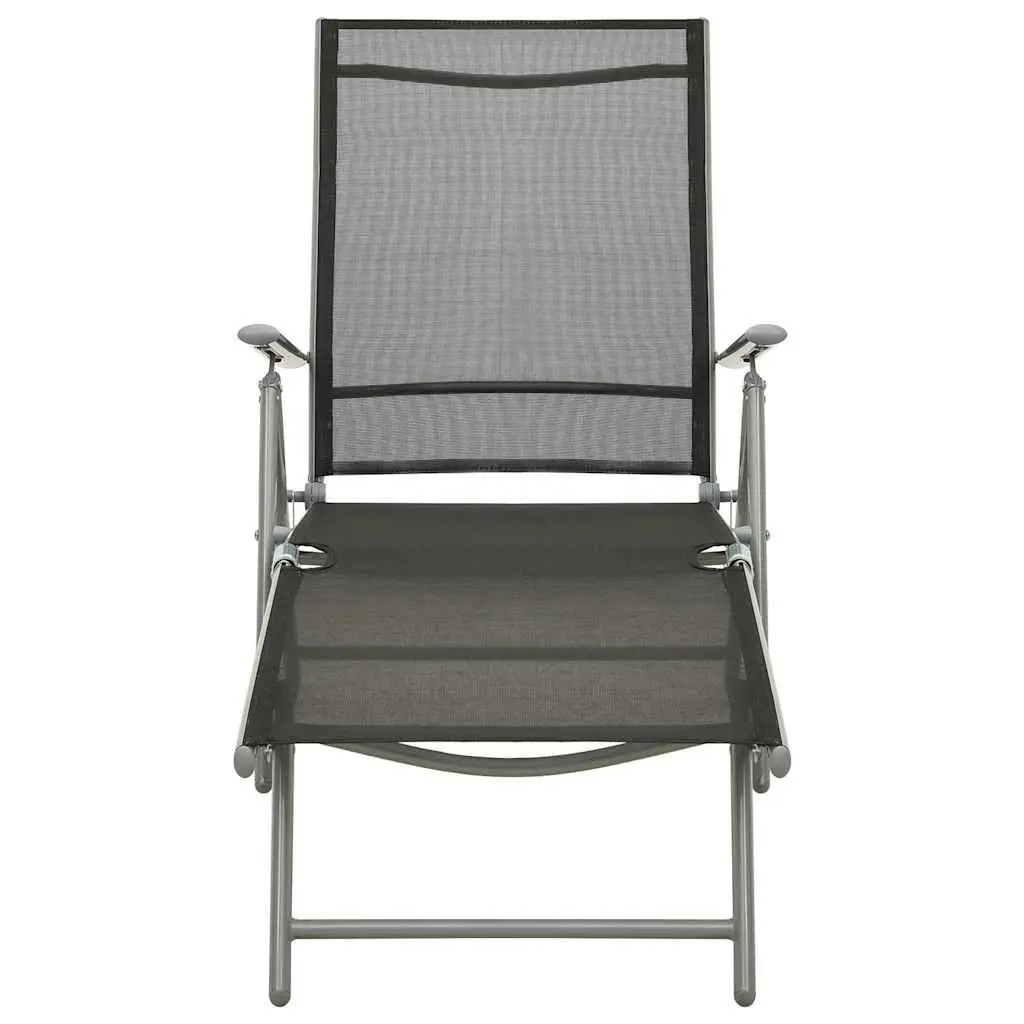 Folding Sun Lounger Adjustable Backrest Breathable Textilene Outdoor