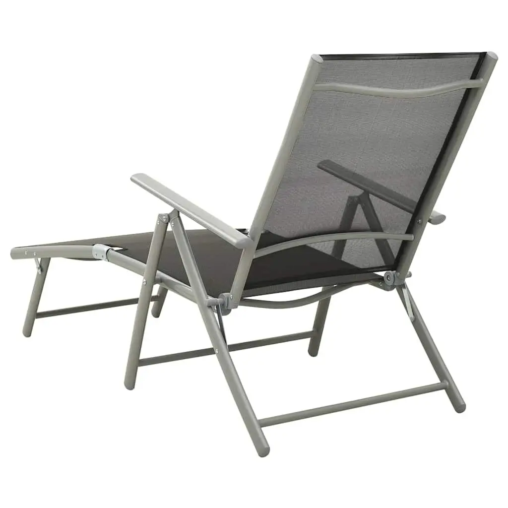 Folding Sun Lounger Adjustable Backrest Breathable Textilene Outdoor