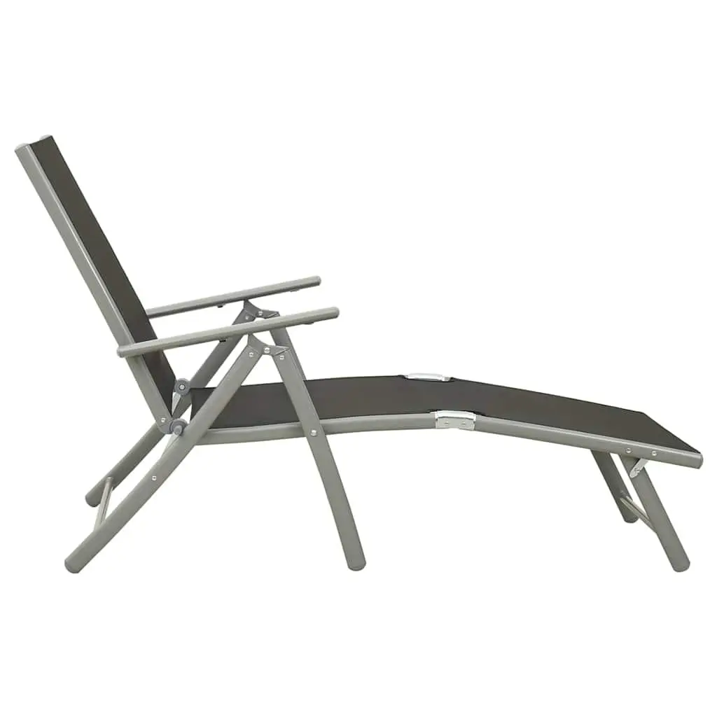 Folding Sun Lounger Adjustable Backrest Breathable Textilene Outdoor