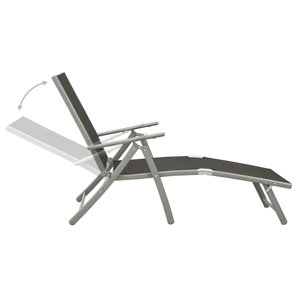Folding Sun Lounger Adjustable Backrest Breathable Textilene Outdoor
