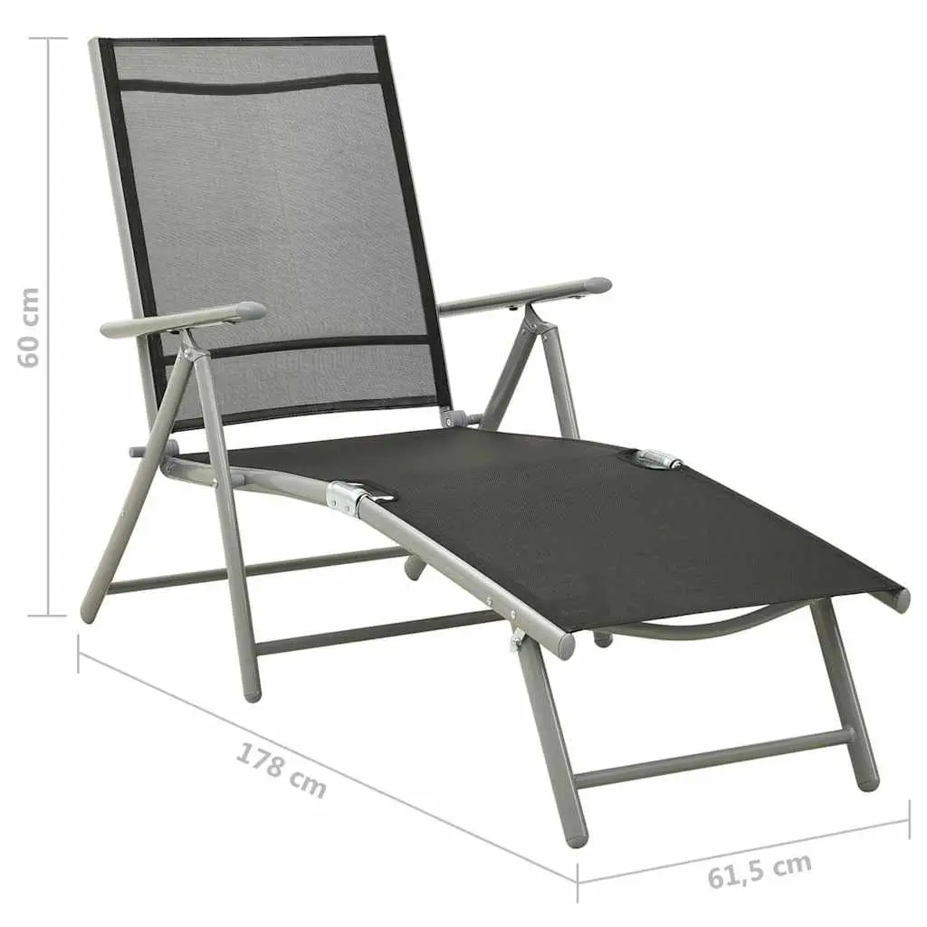 Folding Sun Lounger Adjustable Backrest Breathable Textilene Outdoor