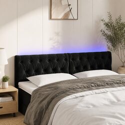 LED Headboard 160 cm Black Velvet Bed Frame Modern Bedroom Furniture