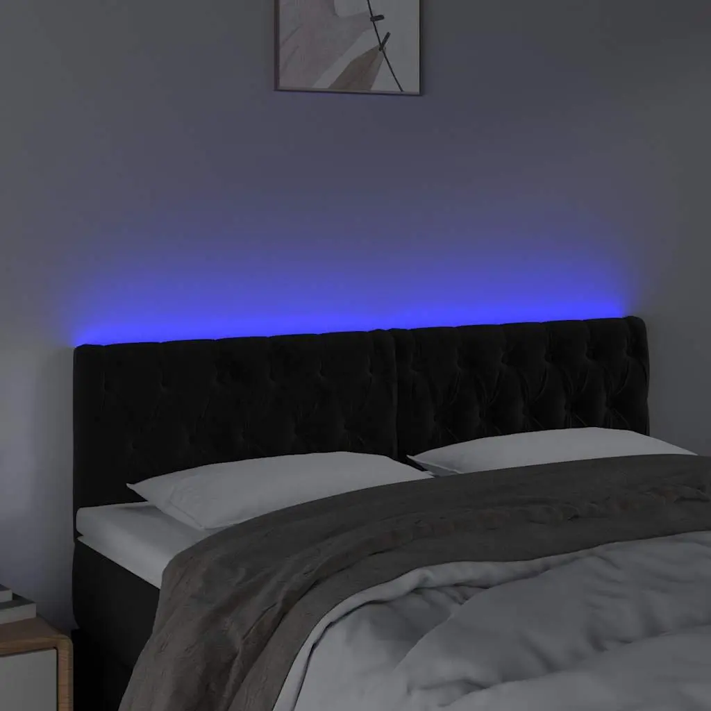 160 cm LED Headboard in Black Velvet