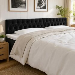 Friendly Black Velvet LED Headboard 200 cm with Adjustable Features