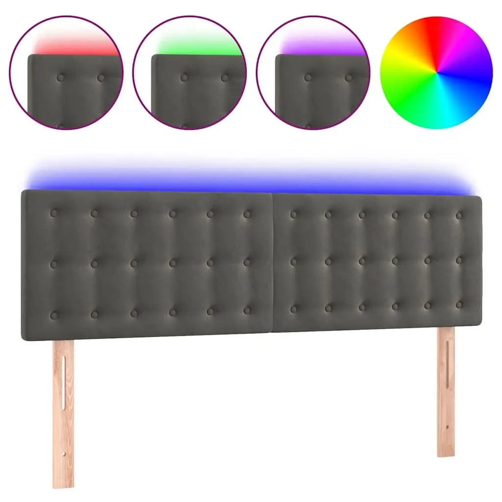 LED Headboard Dark Grey 144cm Velvet with Adjustable Colorful LED Lights
