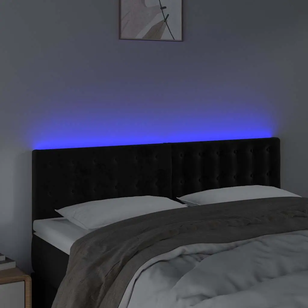 LED Headboard Black Velvet Bed Backrest Modern Bedroom Furniture Adjustable