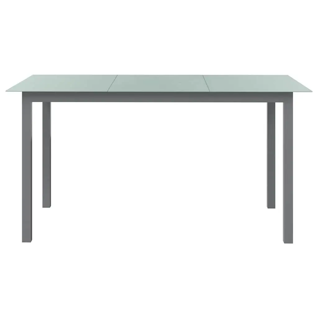 Garden Dining Table Grey Aluminium Frame Glass Top 150 x 90 x 74 cm