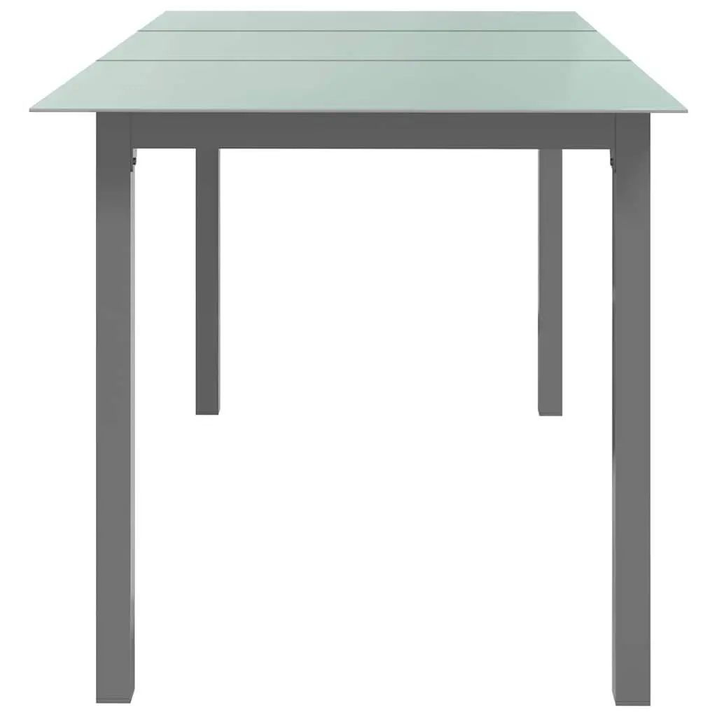 Garden Dining Table Grey Aluminium Frame Glass Top 150 x 90 x 74 cm