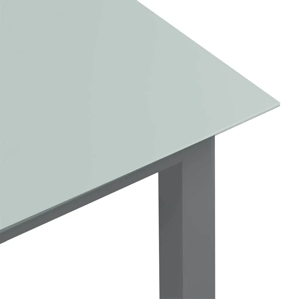 Garden Dining Table Grey Aluminium Frame Glass Top 150 x 90 x 74 cm