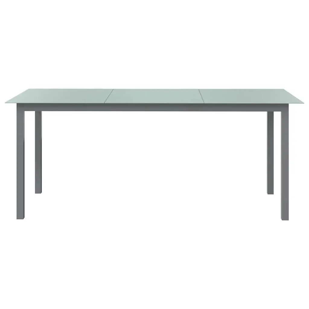 Garden Dining Table Grey Aluminium Frame Glass Top 190x90x74cm Outdoor Furniture