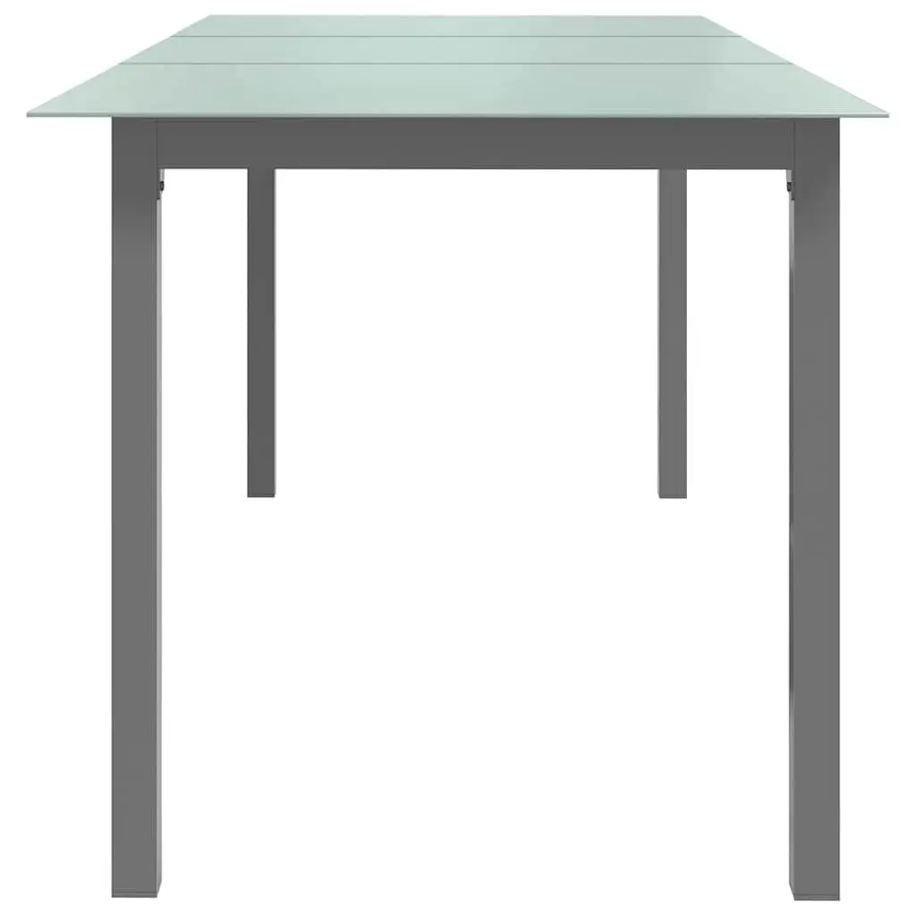 Garden Dining Table Grey Aluminium Frame Glass Top 190x90x74cm Outdoor Furniture