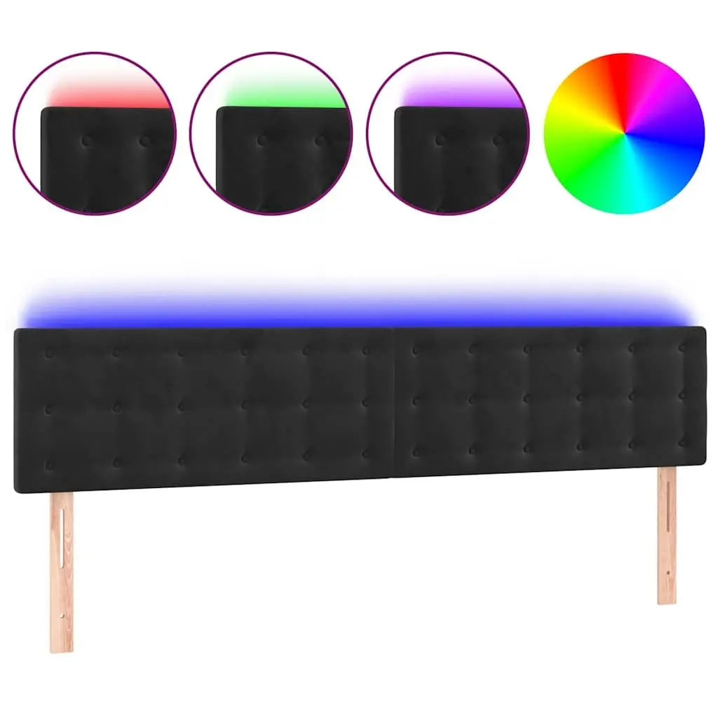LED Headboard 200 cm Black Velvet Bed Backrest with Adjustable Colourful Lights