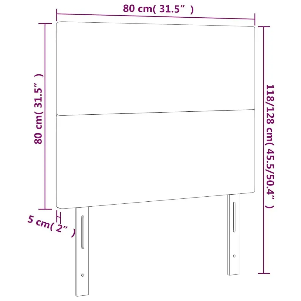 LED Headboard 80cm Dark Grey Fabric Bedroom Bed Head Adjustable Height Colourful