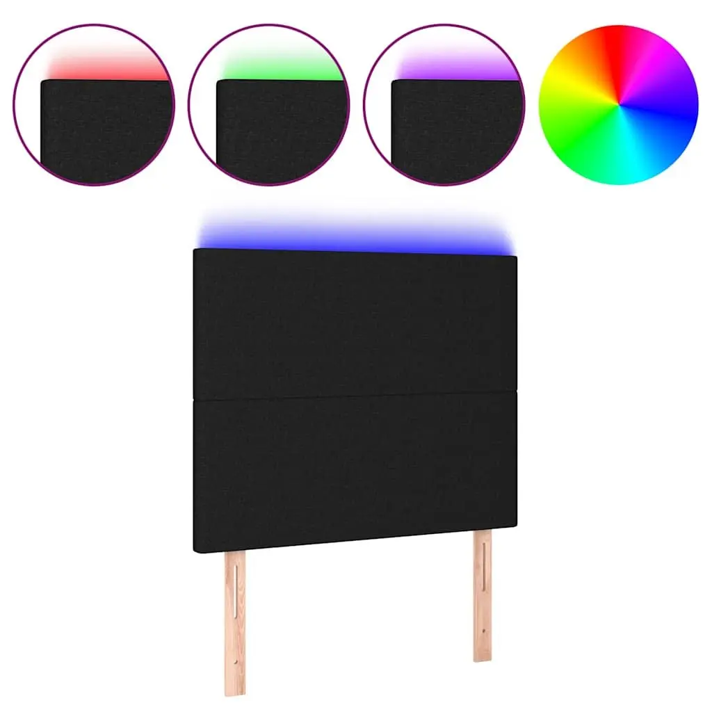 LED Headboard 80 cm Black Fabric Adjustable Height Bedroom Wall Mount Modern