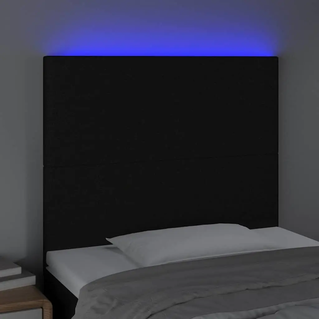 LED Headboard 80 cm Black Fabric Adjustable Height Bedroom Wall Mount Modern