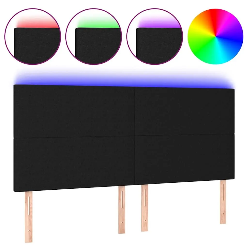 LED Headboard 160cm Black Fabric Bed Head with Adjustable Height Colourful