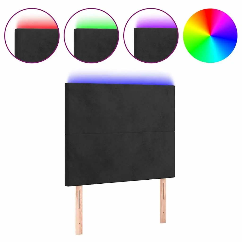 LED Headboard 80cm Black Velvet Upholstered Bed Back Panel Modern Bedroom