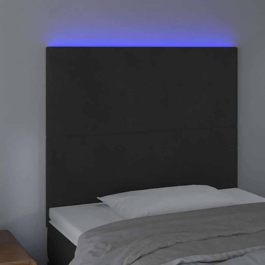 LED Headboard Black 100 cm Velvet Adjustable Height Modern Bedroom Bed Header