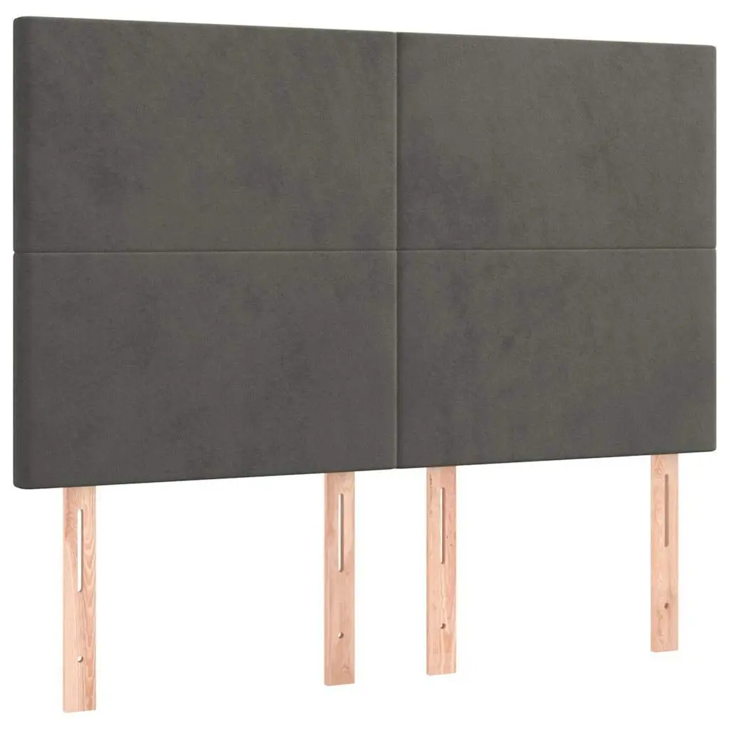 LED Headboard Grey Velvet 144cm Adjustable Modern Bedroom Furniture