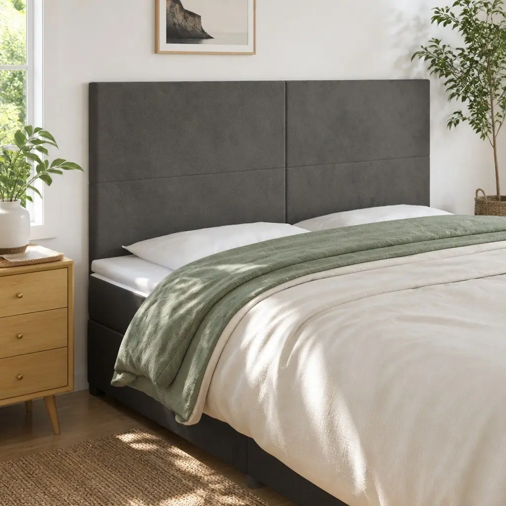 LED Headboard 160 cm Grey Velvet Bed Backrest with Adjustable Colourful Lights
