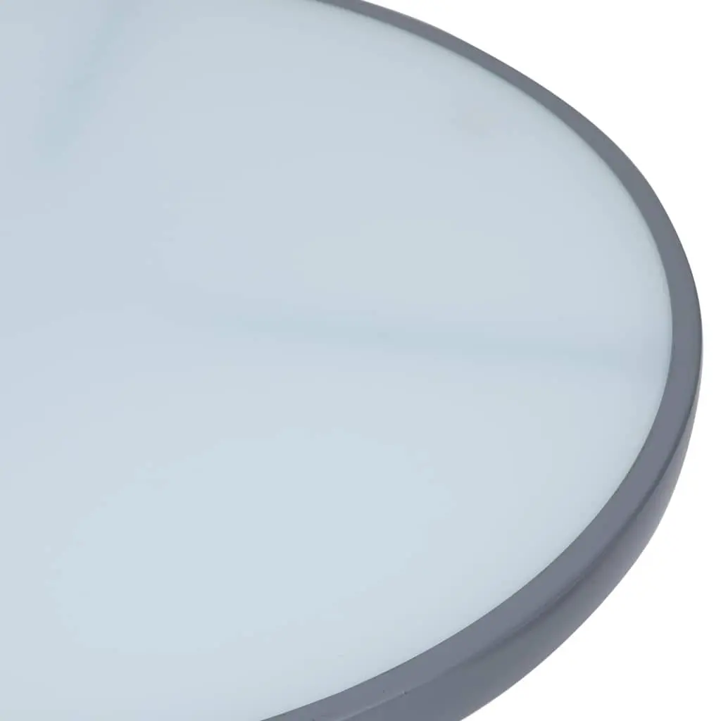 Outdoor Dining Table Round Glass Top Steel Frame 80cm Grey