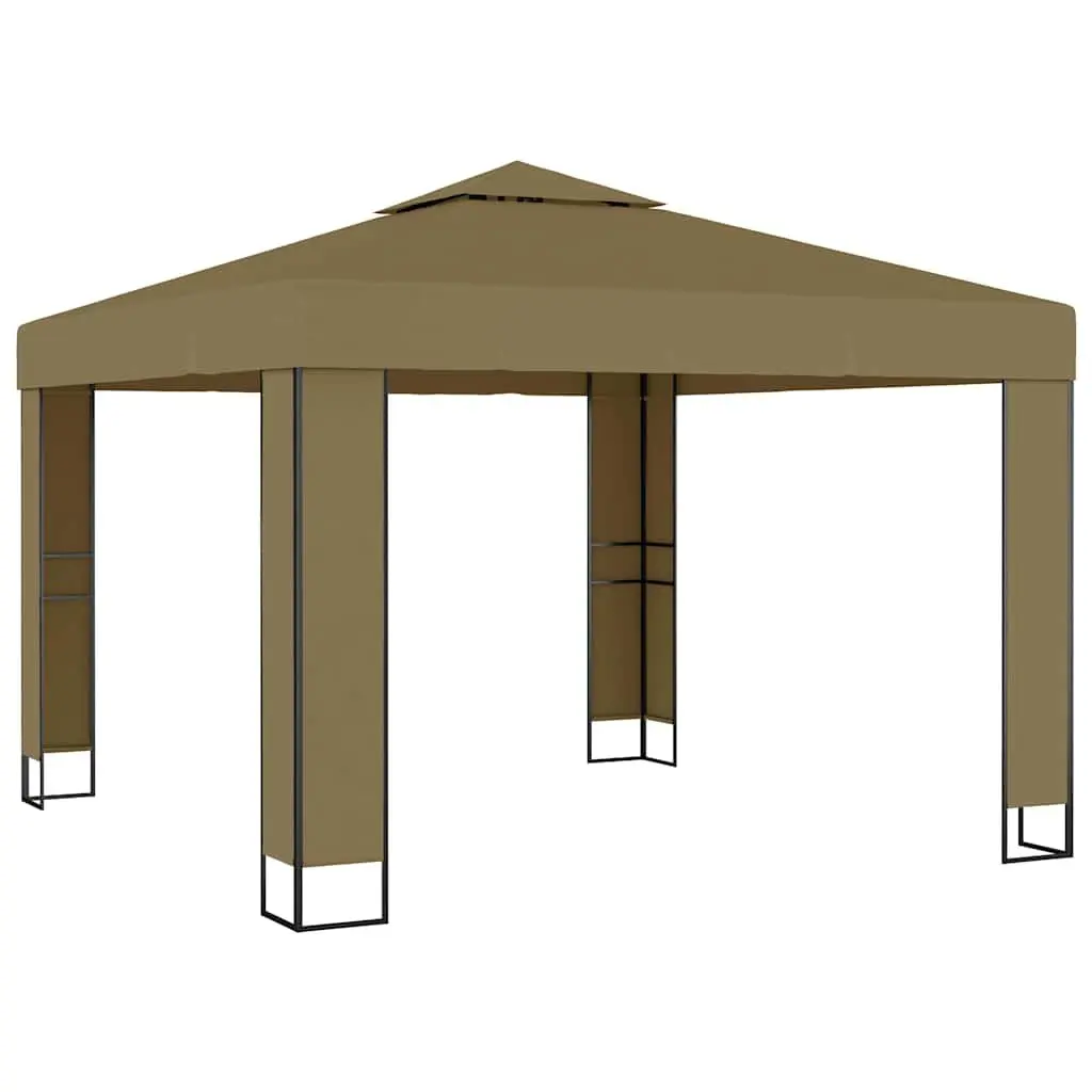 Outdoor Garden Canopy Shelter Double Roof 3x3x2.7m Taupe Gazebo