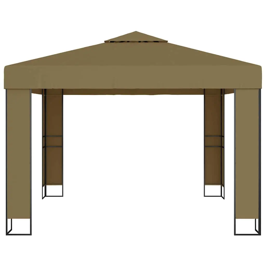 Outdoor Garden Canopy Shelter Double Roof 3x3x2.7m Taupe Gazebo