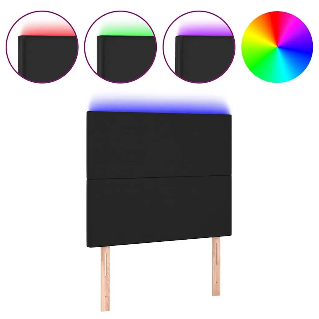 LED Headboard Black 80cm Faux Leather Modern Bedroom Bed Back Support Lights