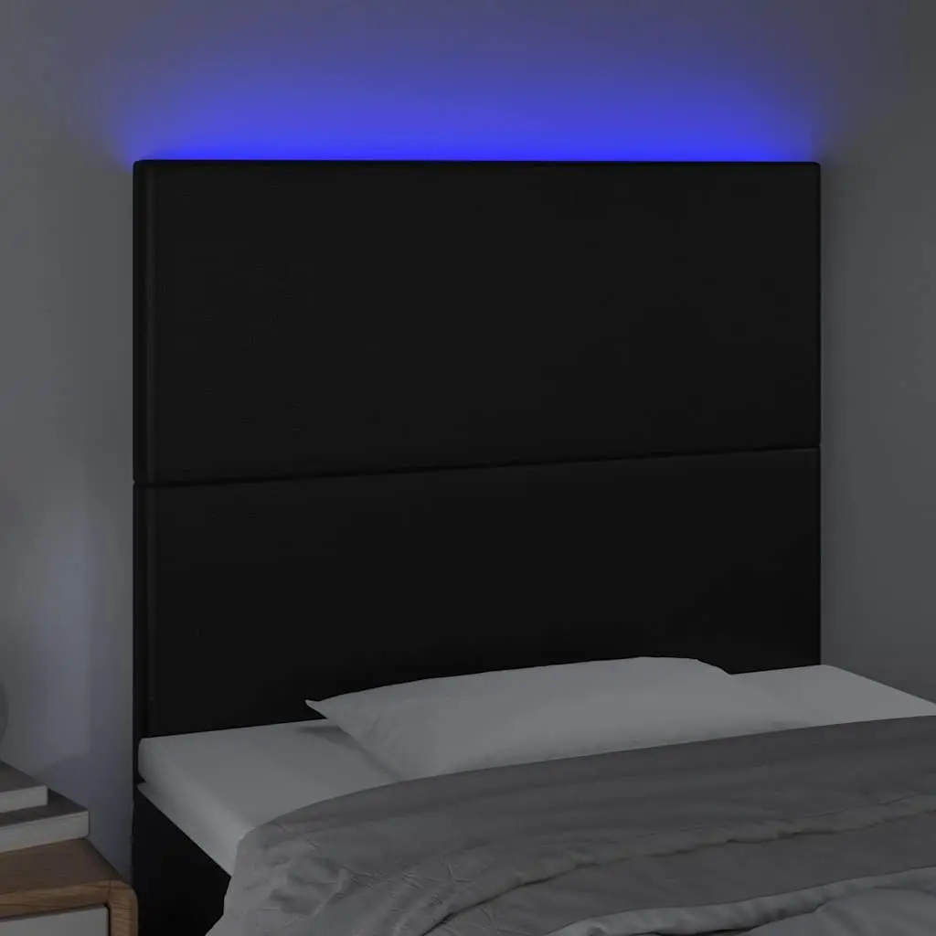 LED Headboard Black 80cm Faux Leather Modern Bedroom Bed Back Support Lights
