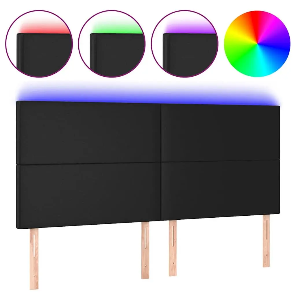 LED Headboard Adjustable Height Black Faux Leather 160cm Modern