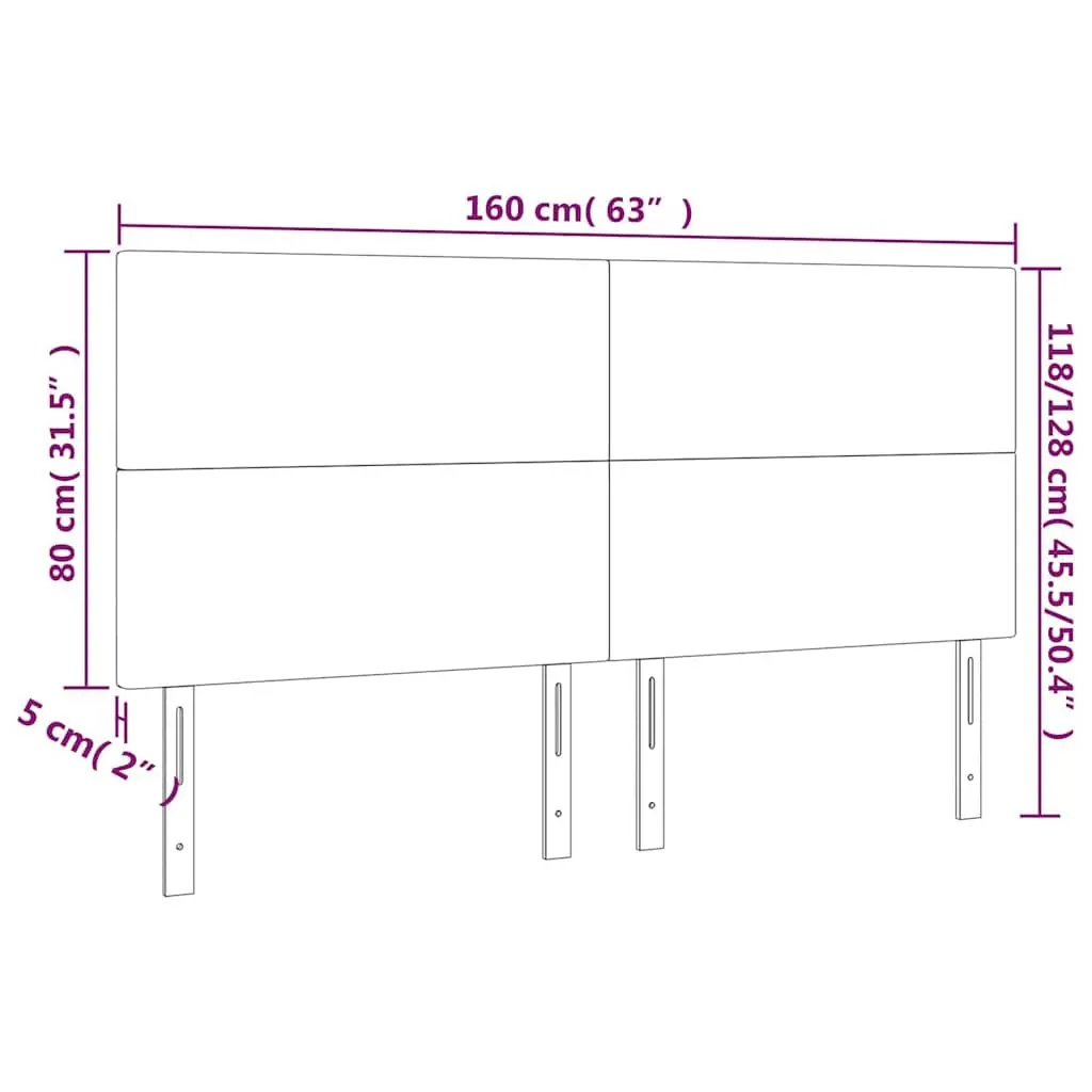 LED Headboard Adjustable Height Black Faux Leather 160cm Modern