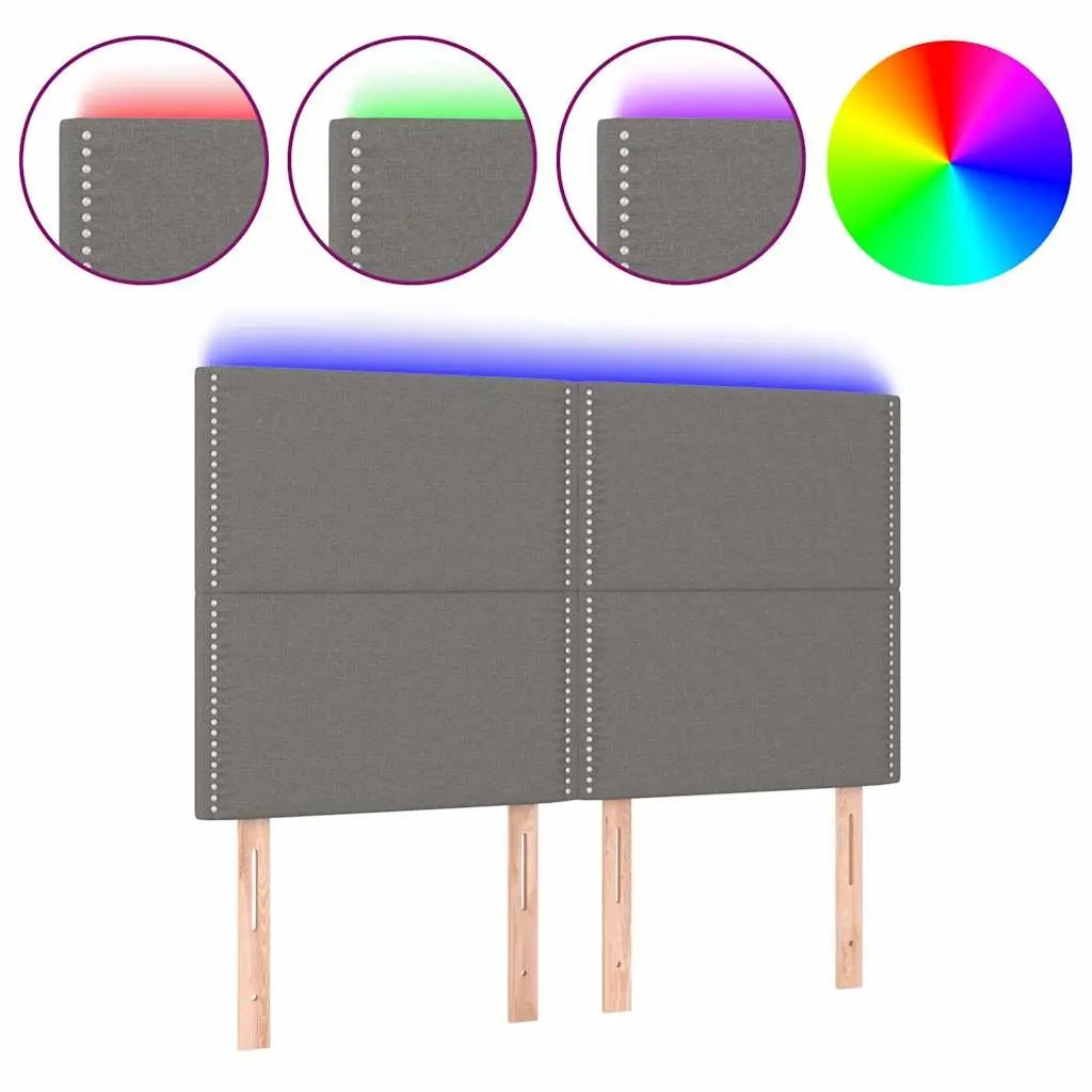 Adjustable LED Headboard Dark Grey Fabric 144cm Bed Backrest with Colourful Lights