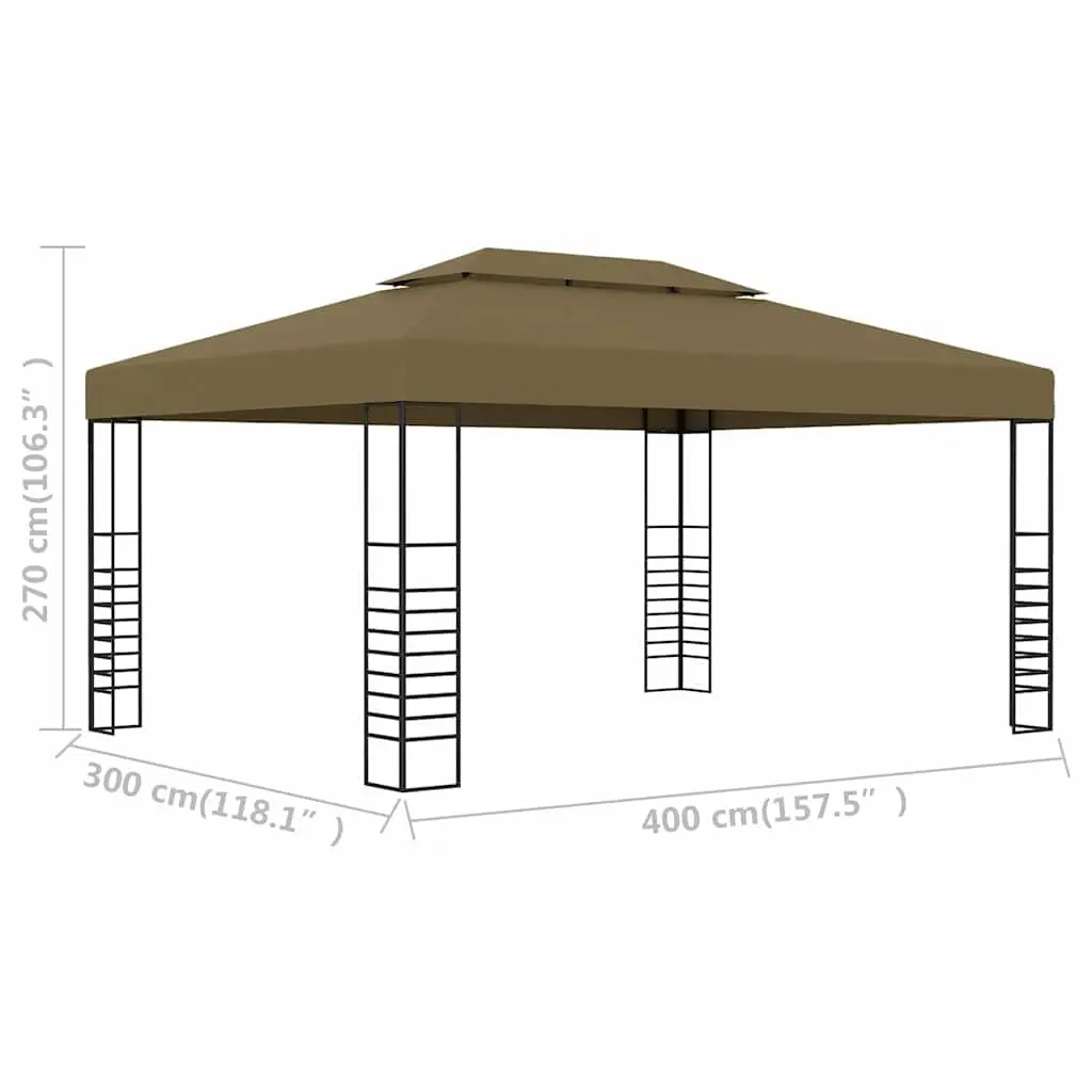 Gazebo Vented Canopy 3x4 m Outdoor Shade Structure Steel Frame
