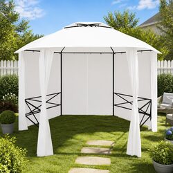 Garden Marquee Gazebo Outdoor Canopy with Curtains Sunshade Patio 360x312x265cm