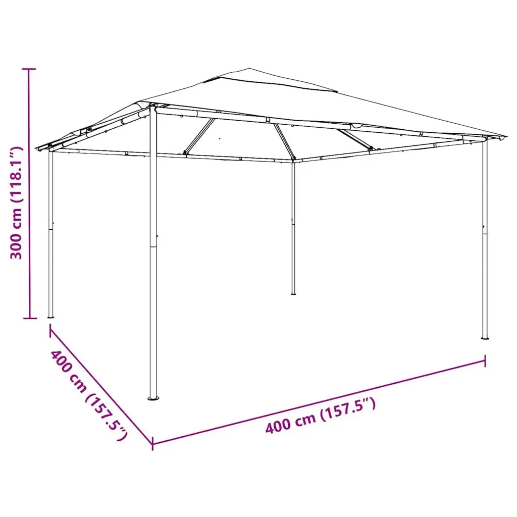 Gazebo 4x4x3 m Anthracite Outdoor Shelter Pavilion Garden Canopy Party