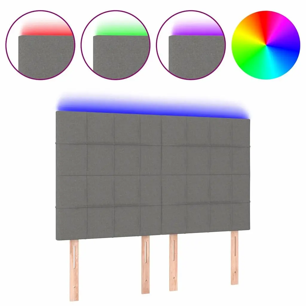 LED Headboard Dark Grey Fabric 144cm with Colourful Lights