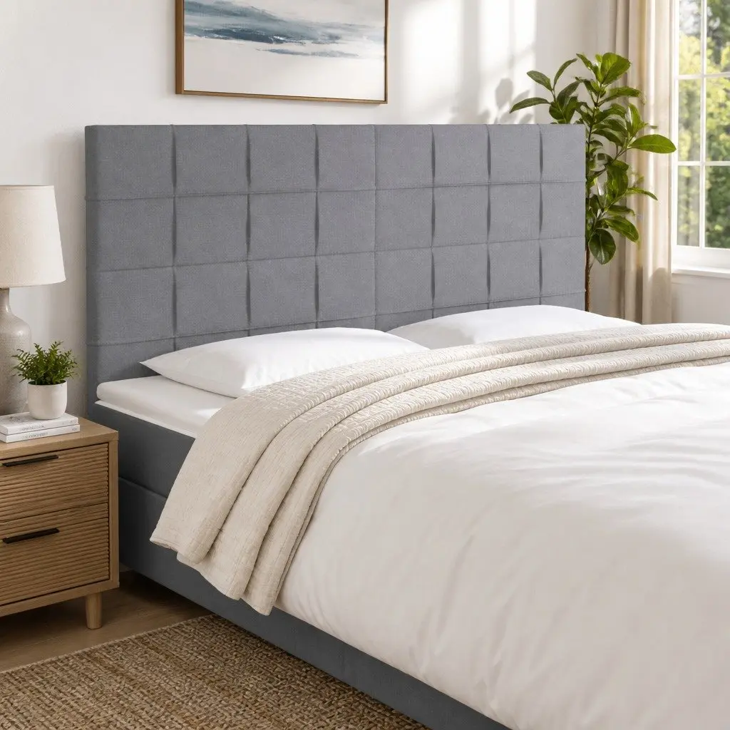 Fabric LED Headboard with Adjustable Colourful Lights Grey 160cm Backrest