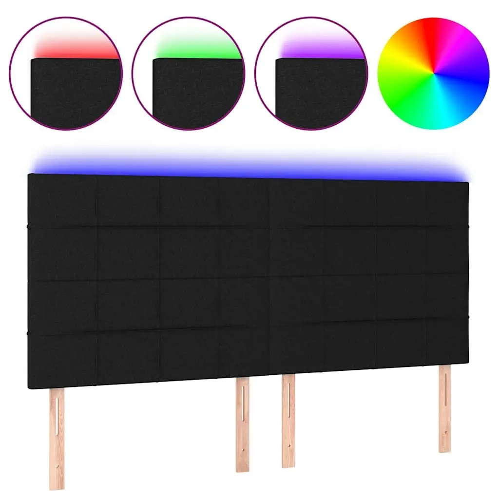 LED Headboard Modern Adjustable Height 160cm Black Fabric